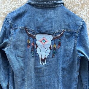 wrangler denim women shirt long sleeve embroidered  Sz small